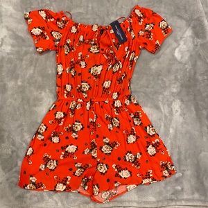 red floral romper